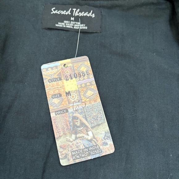 SACRED THREADS Cotton Embroidered Jacket Boho Artsy Animals Elephants Giraffes M - Picture 8 of 16